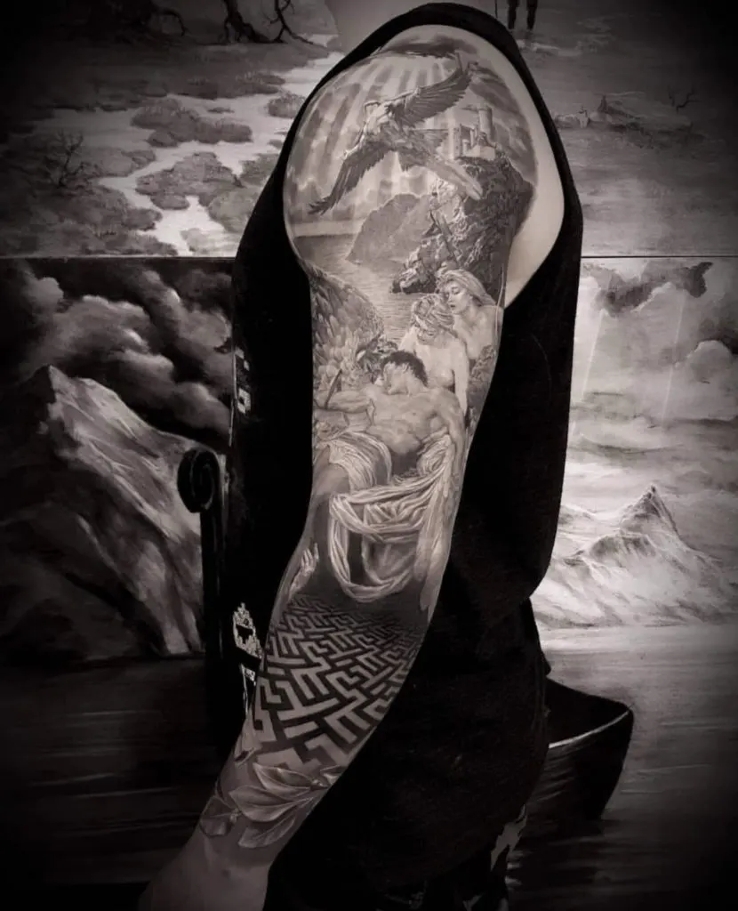 realistic full sleeve tattoo