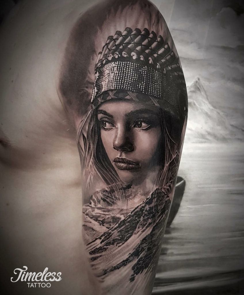 Realistic tattoo woman